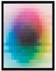 Desenfoque: cuadros grandes en degradado de rosa, morado, azul, verde y amarillo, cuadro con marco negro (JG-155)