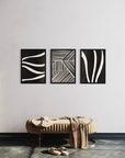 Set de 3 cuadros decorativos “Contraste Lineal” de 53x73cm