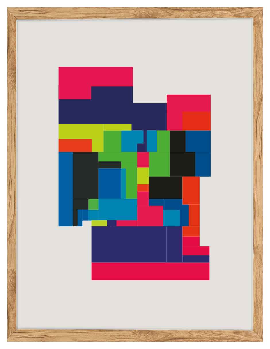 Ciudad Pixel: cuadro decorativo, vista 6 (madera)