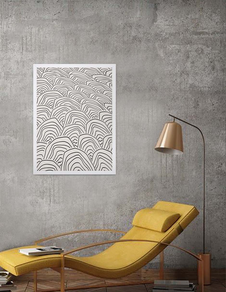 Escamado: cuadro decorativo, vista 2 (blanco render)