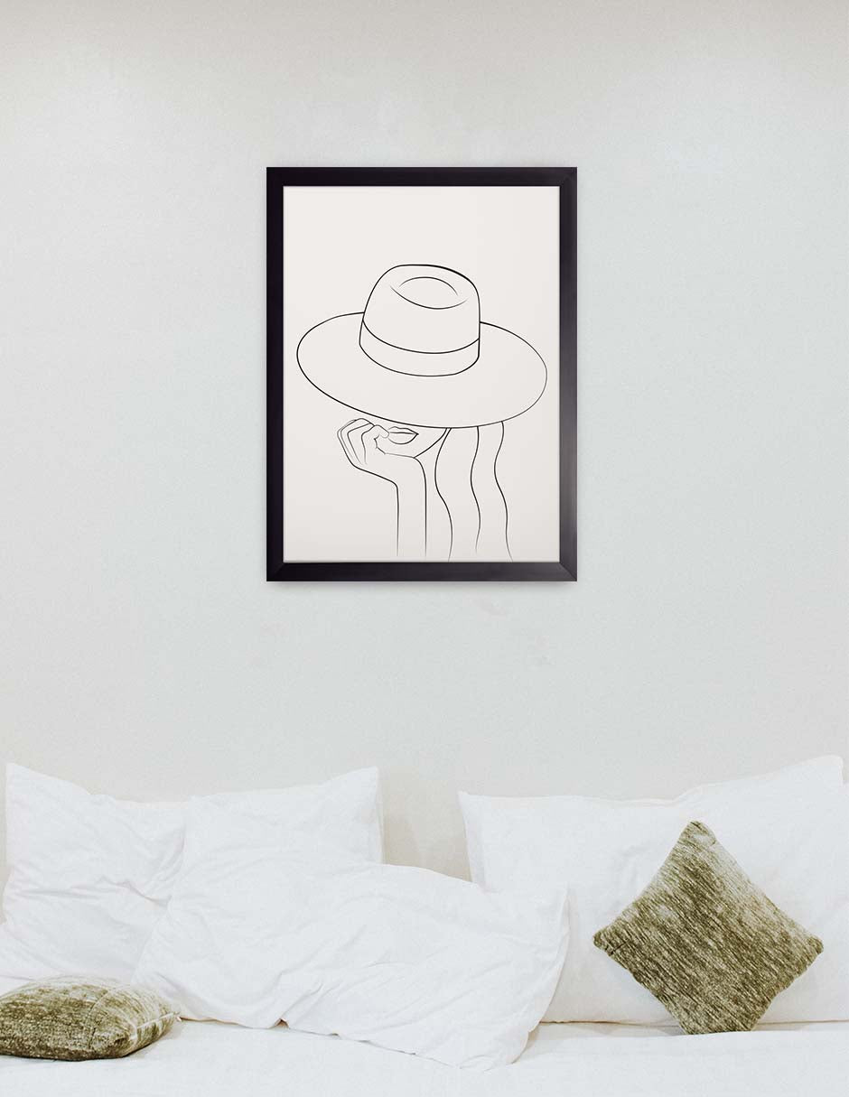 Fedora: cuadro decorativo, vista 2 (negro render)