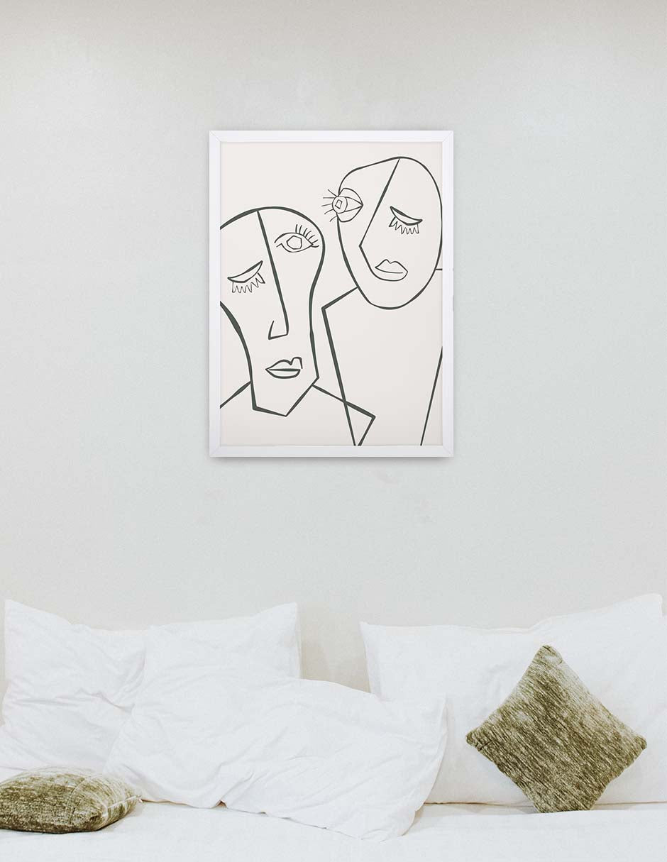 Gemelos: cuadro decorativo, vista 2 (blanco render)