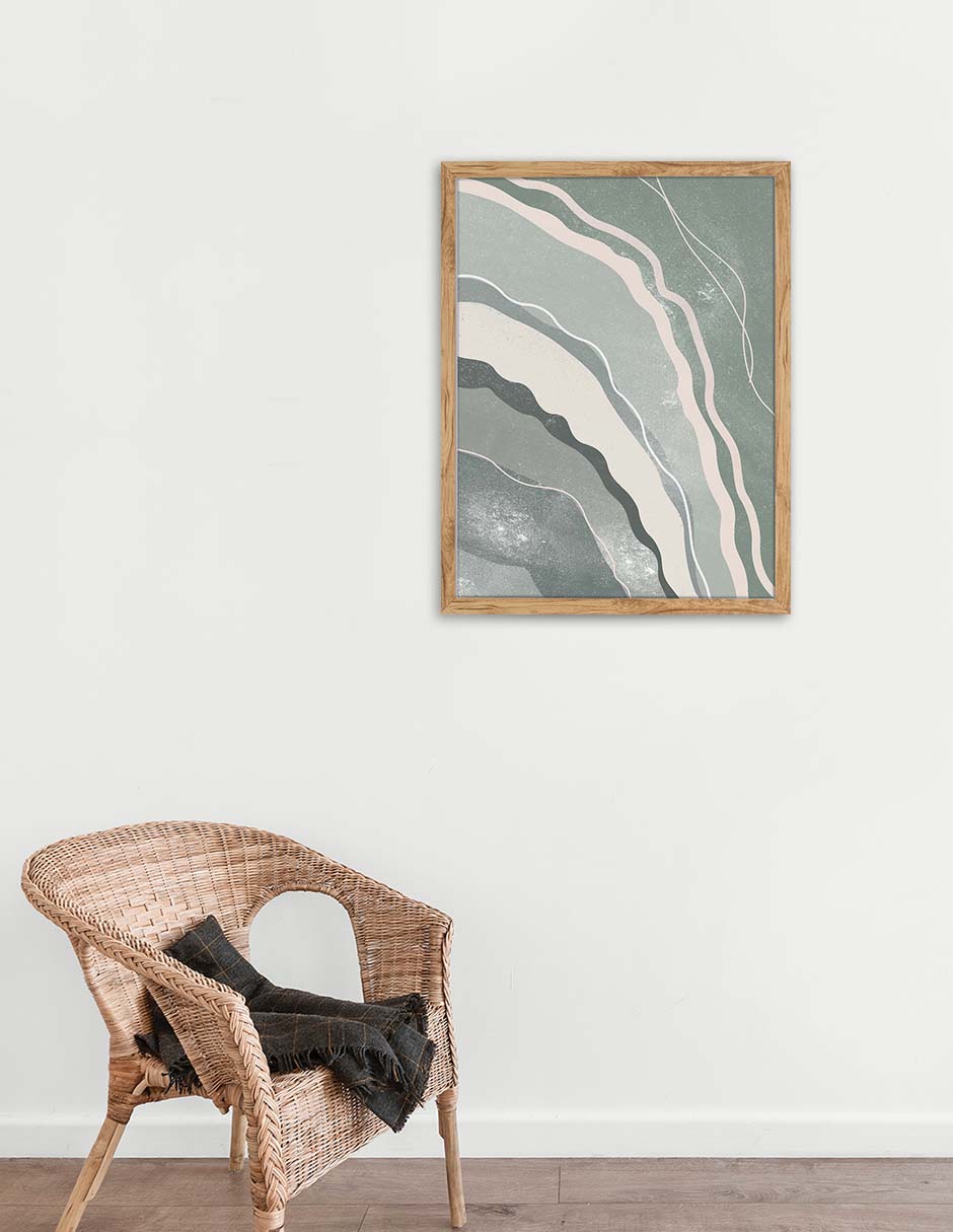 Geoda Verde: cuadro decorativo, vista 2 (madera ambiente)