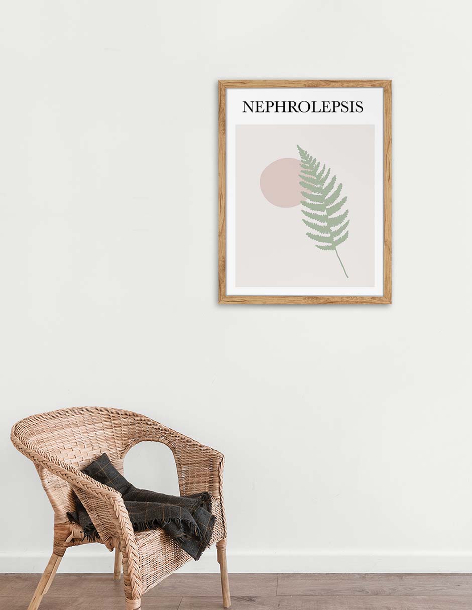 Helecho: cuadro decorativo, vista 2 (madera ambiente)