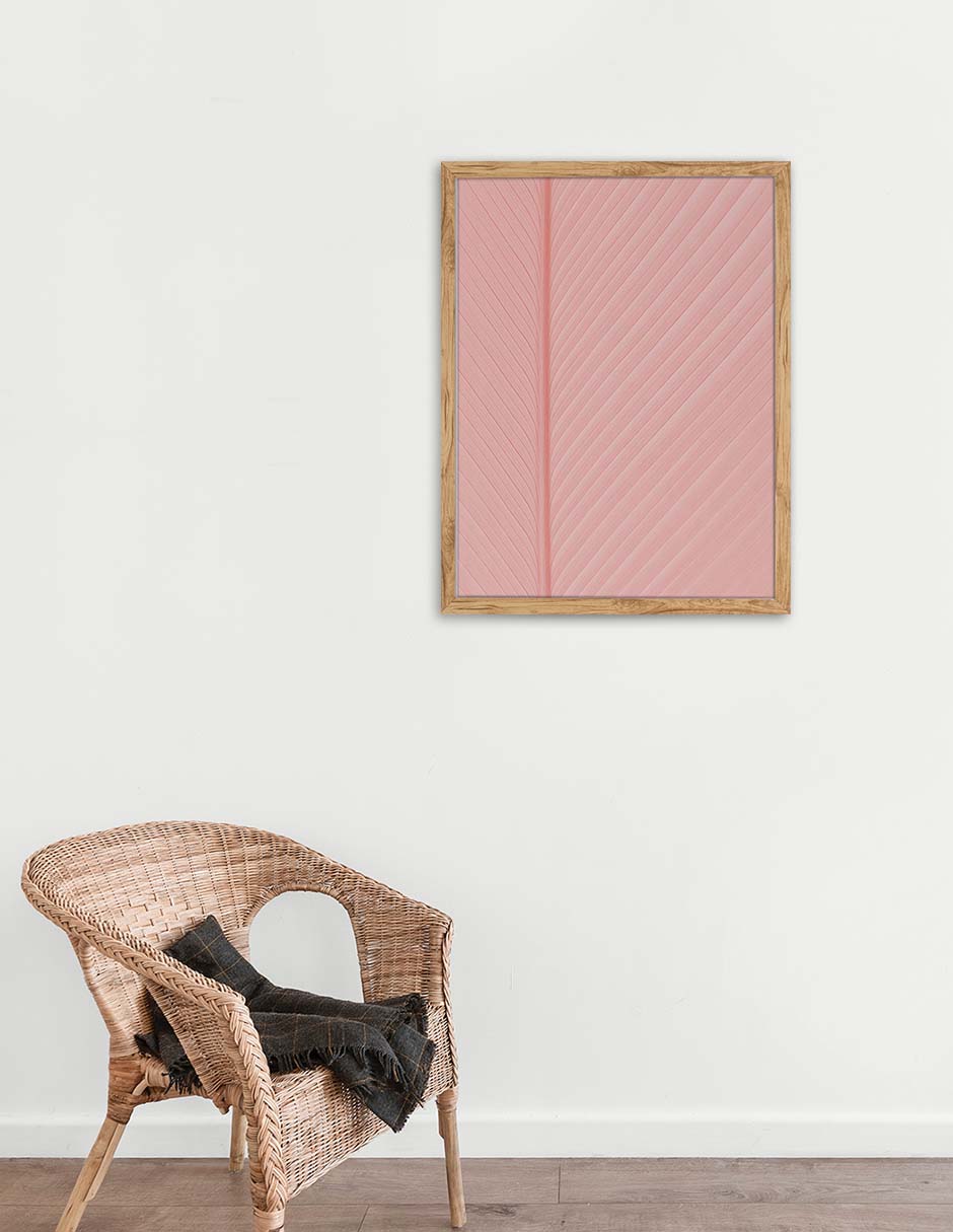 Hoja Rosa: cuadro decorativo, vista 2 (madera ambiente)