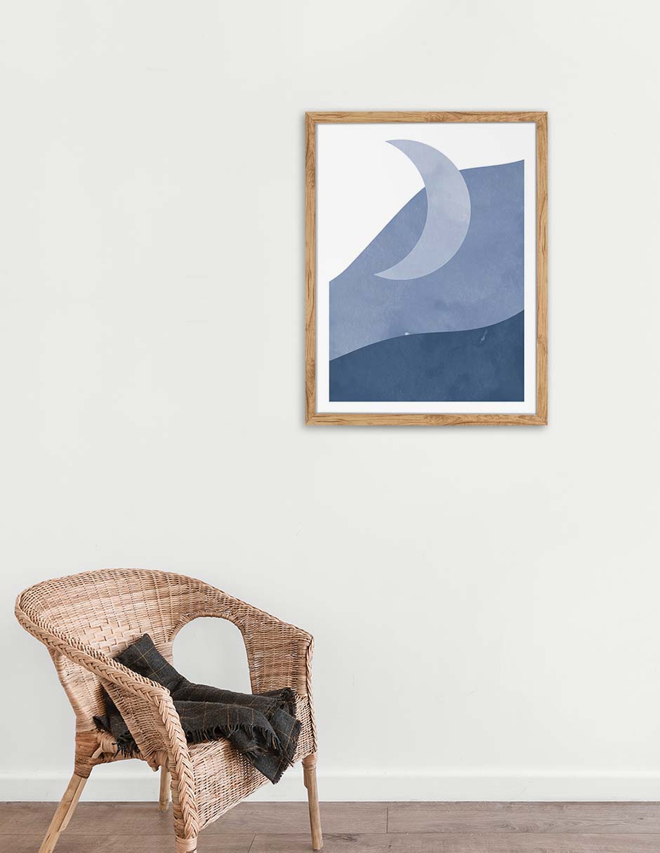 Luna Creciente: cuadro decorativo, vista 2 (madera ambiente)