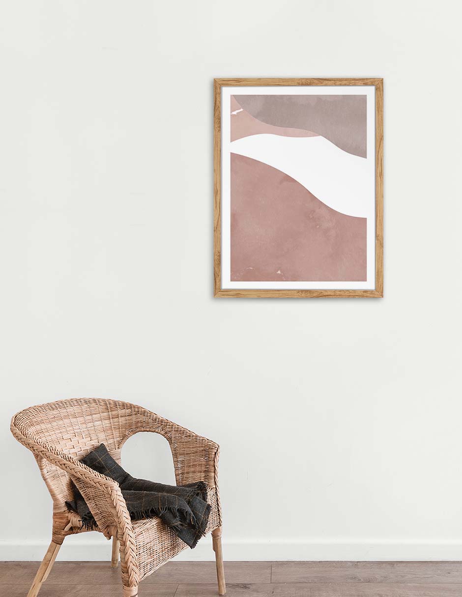 Olas Rosa: cuadro decorativo, vista 2 (madera ambiente)
