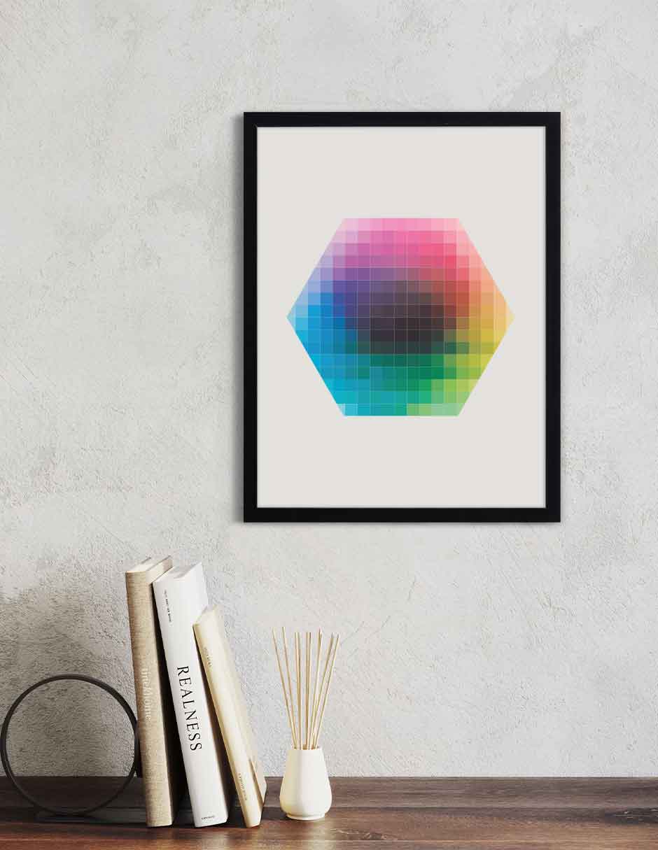 Panal: cuadro decorativo, vista 2 (negro ambiente)