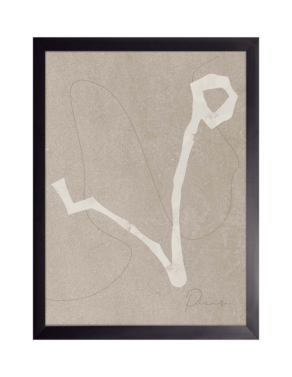 Piscis: constelación en banda crema en forma de V con un lazo sobre fondo taupe, cuadro con marco negro (SAB-035)
