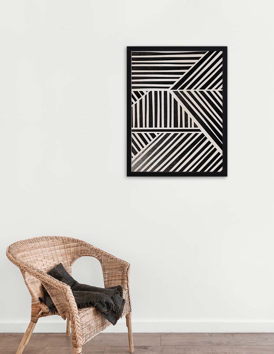 Rayado: cuadro decorativo, vista 2 (negro ambiente)