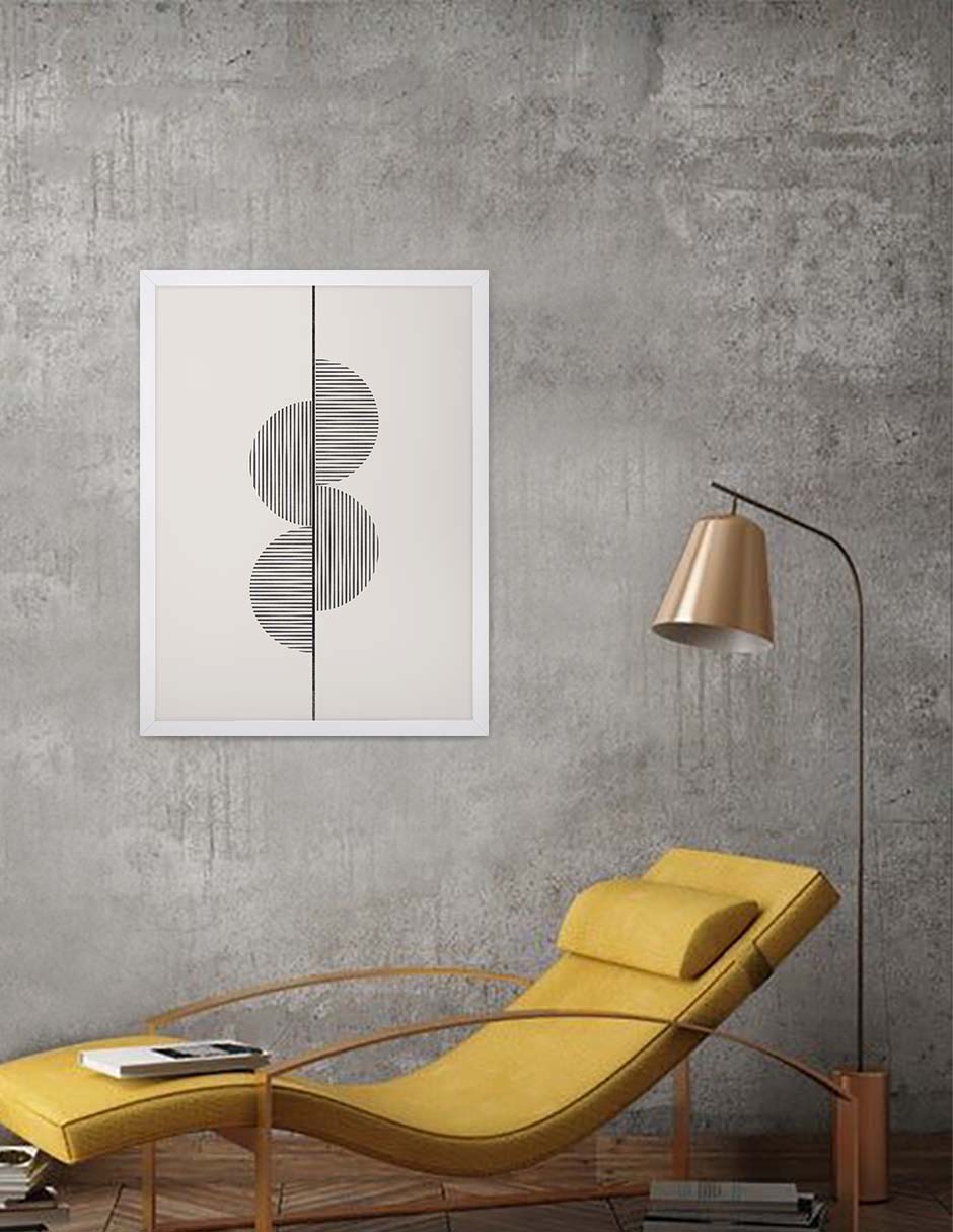 Semicírculos: cuadro decorativo, vista 2 (blanco render)