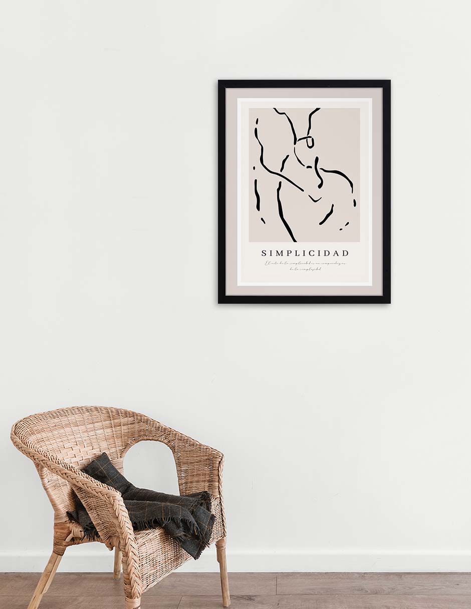 Trazo Quieto: cuadro decorativo, vista 2 (negro ambiente)