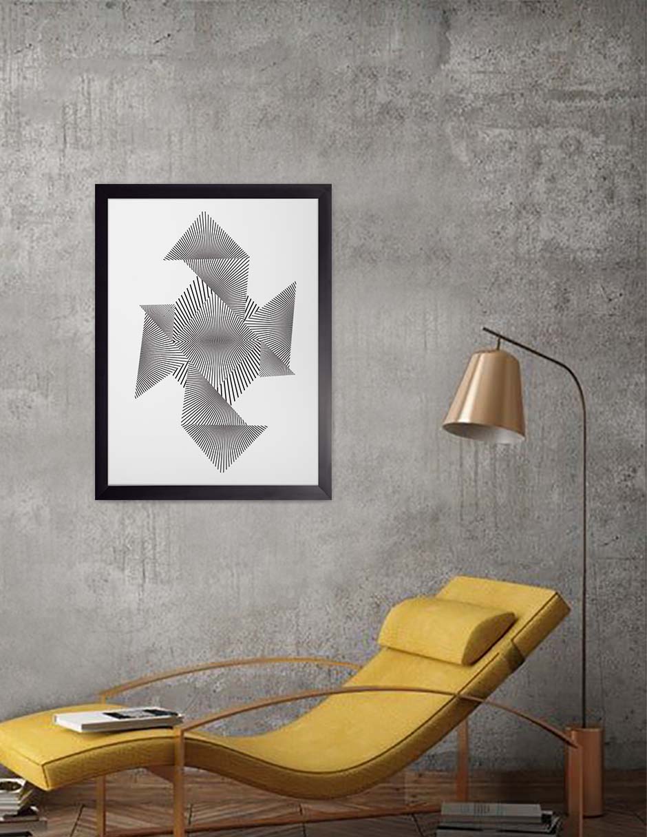Aspas: cuadro decorativo, vista 3 (negro render)