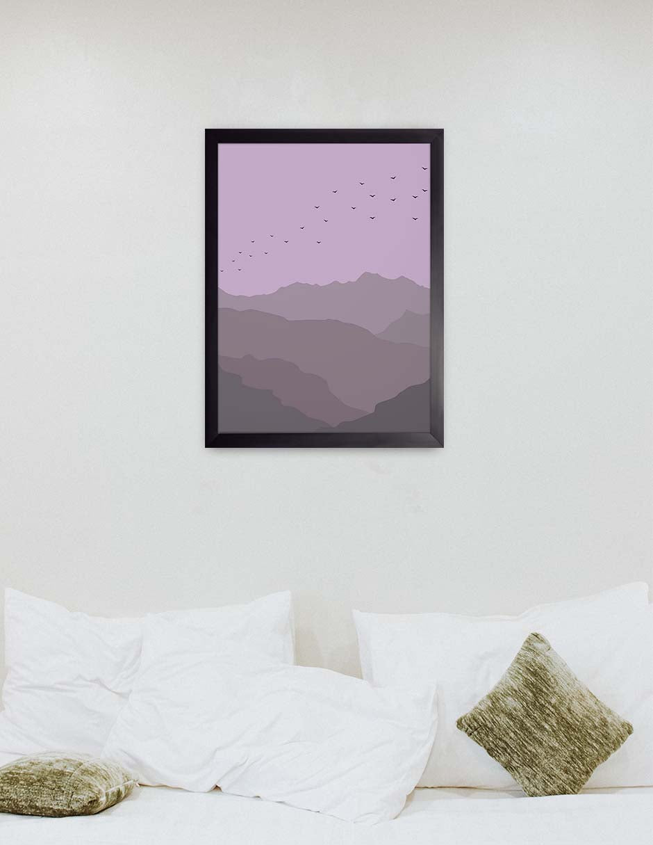 Bandada: cuadro decorativo, vista 3 (negro render)