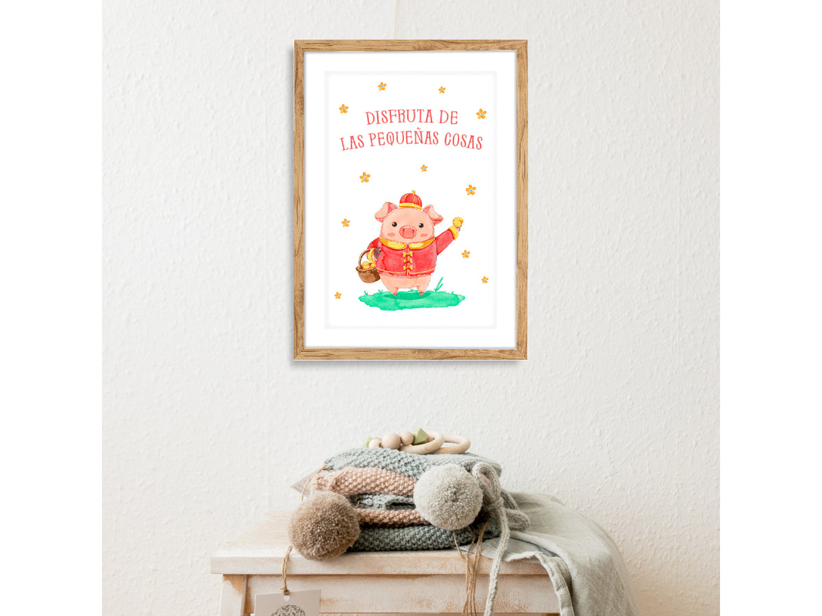 Cerdito Caminante: cuadro decorativo, vista 2 (c render 01)