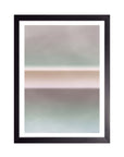 Ensenada: bandas suaves de gris perla, verde pálido, rosa y beige, cuadro con marco negro (DEG-033)