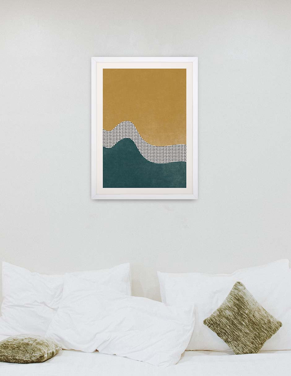 Horizonte Mostaza: cuadro decorativo, vista 6 (blanco render)