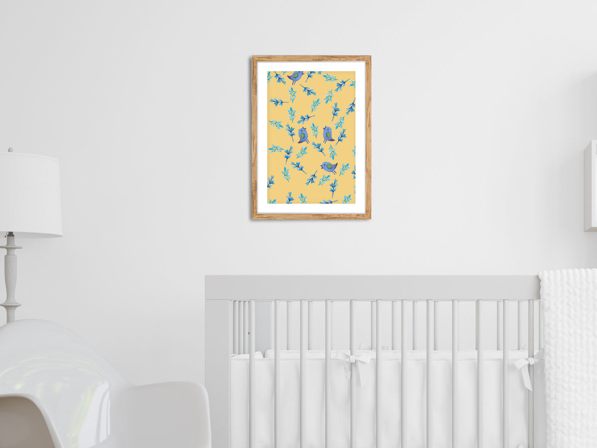 Pajaritos Azules: cuadro decorativo, vista 3 (c render 2 01)