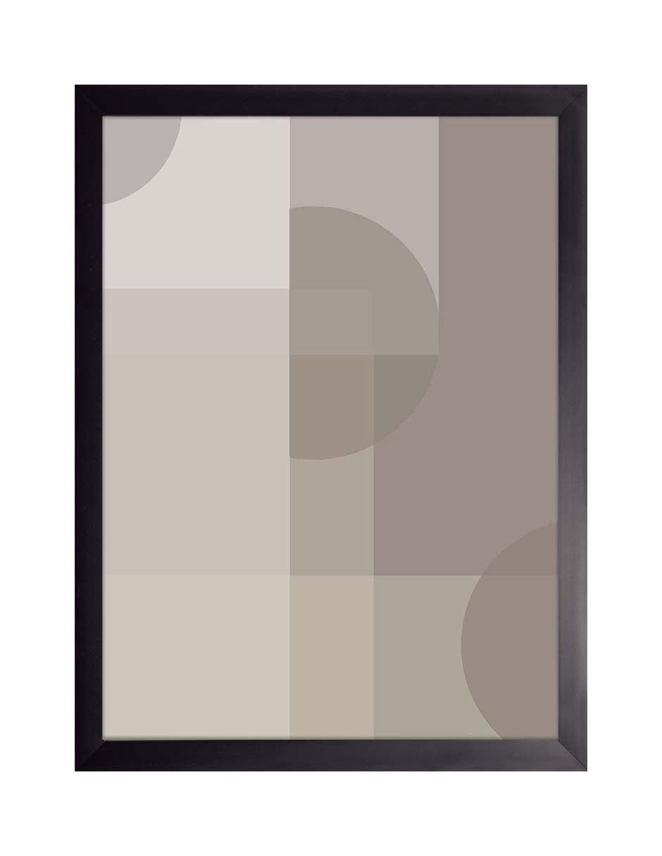 Velos Taupe: bloques translúcidos en taupe, beige y marrón claro, cuadro con marco negro (A-025)